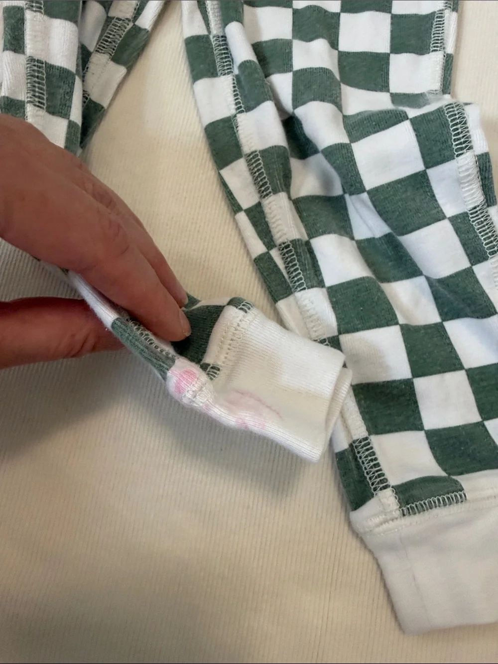 Primary Green and White Checkered Pajama Set (2-3y) *fair condition*